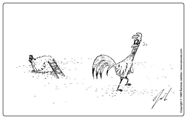 Jakštas Šarūnas. Karikatūra, cartoon, karikaturen. > Gundymas / Temptation <
„Jaunimo gretos“ (1989 m., Nr. 7)