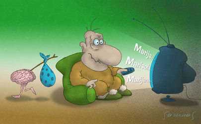 Jakštas Šarūnas - Karikatūra: Sudie smegenine / Goodbye Brain // Caricature, Karikatūros, Caricaturas, Karikaturen, caricatura, www.sarunas.com