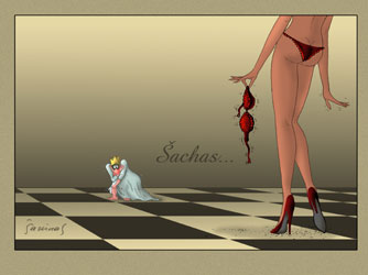 Jakštas Šarūnas - Karikatūra: Šachas! / Check! // Caricature, Karikatūros, Caricaturas, Karikaturen, caricatura, www.sarunas.com