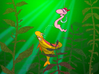 Jakštas Šarūnas - Karikatūra: Ant kabliuko / Hooked Worm // Caricature, Karikatūros, Caricaturas, Karikaturen, caricatura, www.sarunas.com