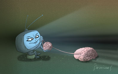 Jakštas Šarūnas - Karikatūra: Susuktos smegenys / Twisted brain // Caricature, Karikatūros, Caricaturas, Karikaturen, caricatura, www.sarunas.com